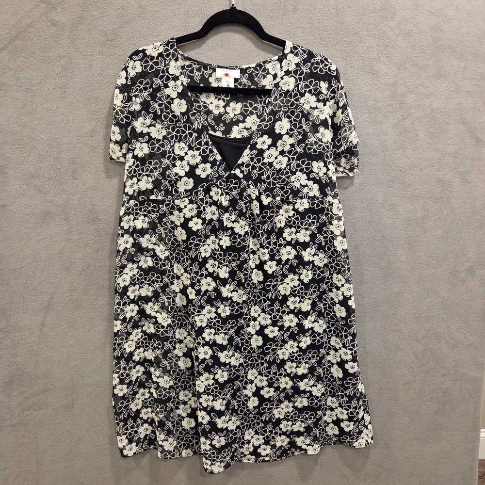 Two Hearts Maternity Floral Short Dress Women's Size Large Casual Comfy Tie Back